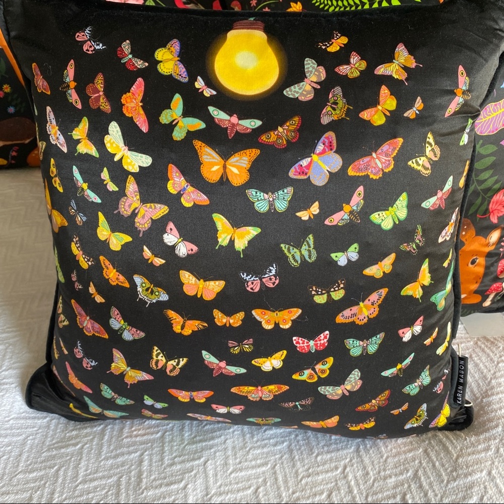 Karen Mabon “Moths” cushion pillow (20" x 20")
